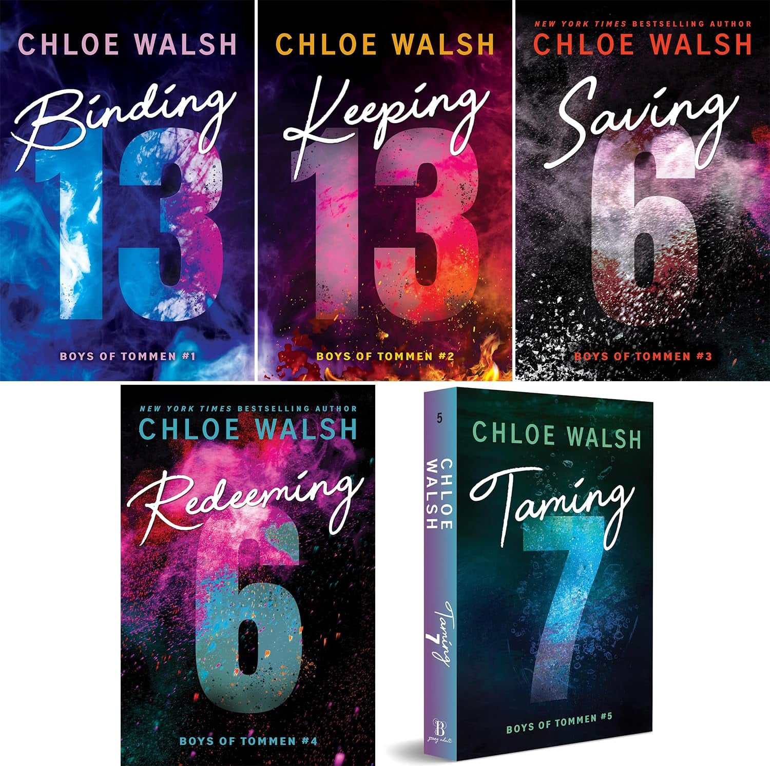 The Boys of Tommen Series, 5 Books Collection Set. Binding 13, Keeping 13, Saving 6, Redeeming 6, Taming 7 by Chloe Walsh - Cover