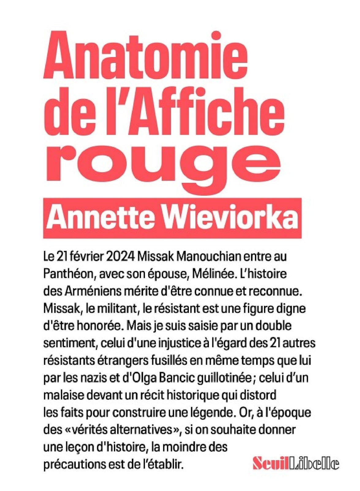 Anatomie de l'Affiche rouge - Cover