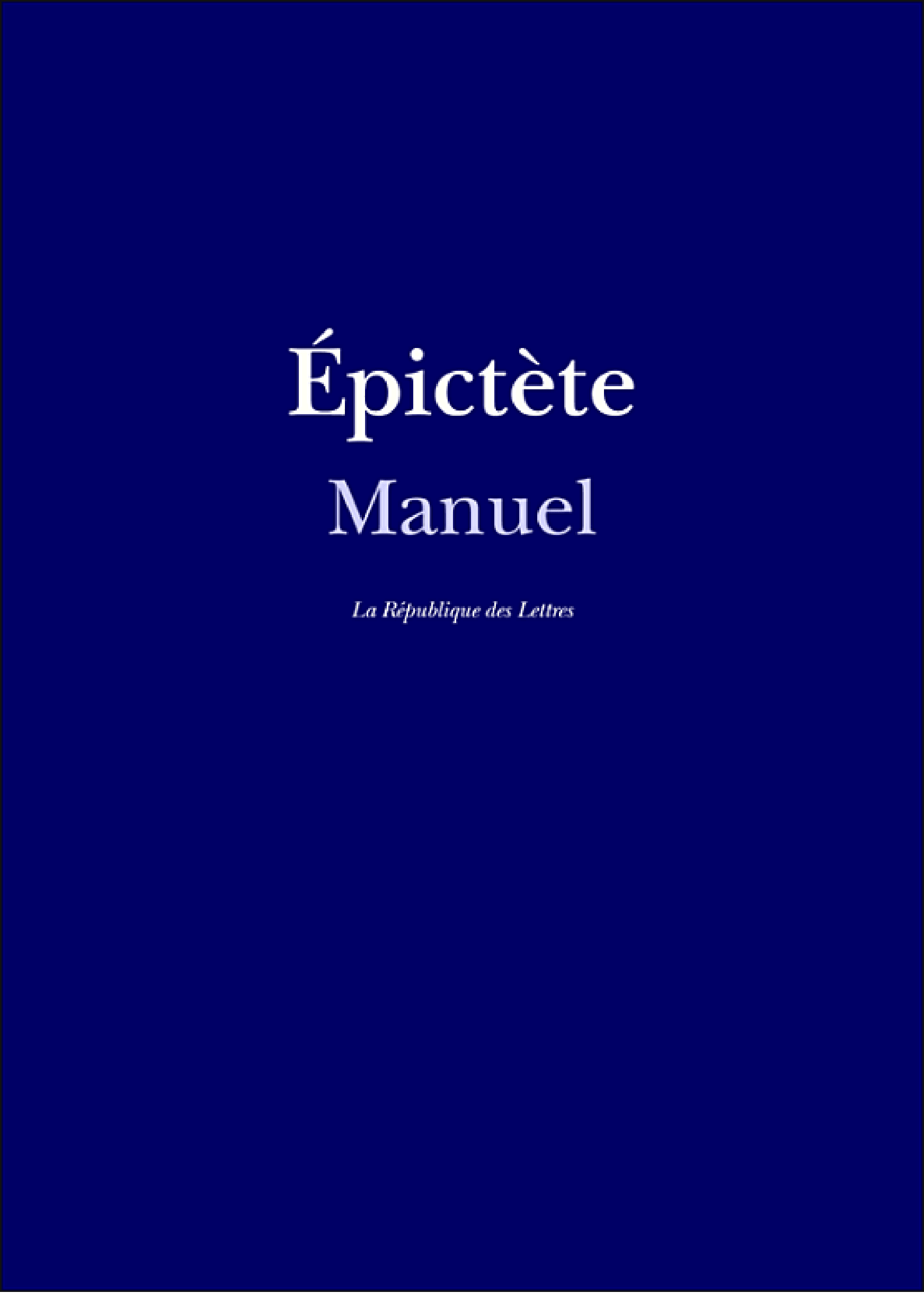 Manuel d'Épictète - Cover